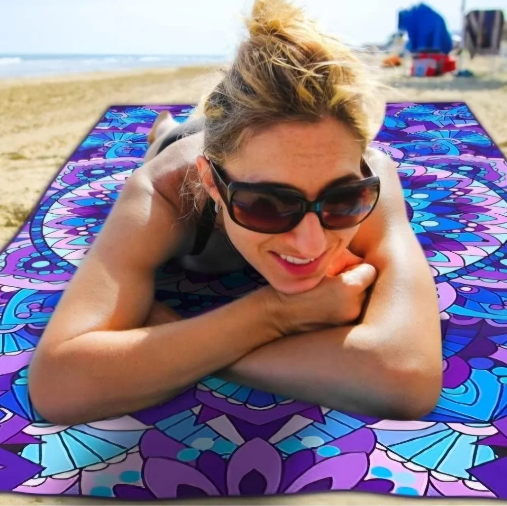 Purple Mandala Microfiber Oversized Lightweight Beach Towel NWT